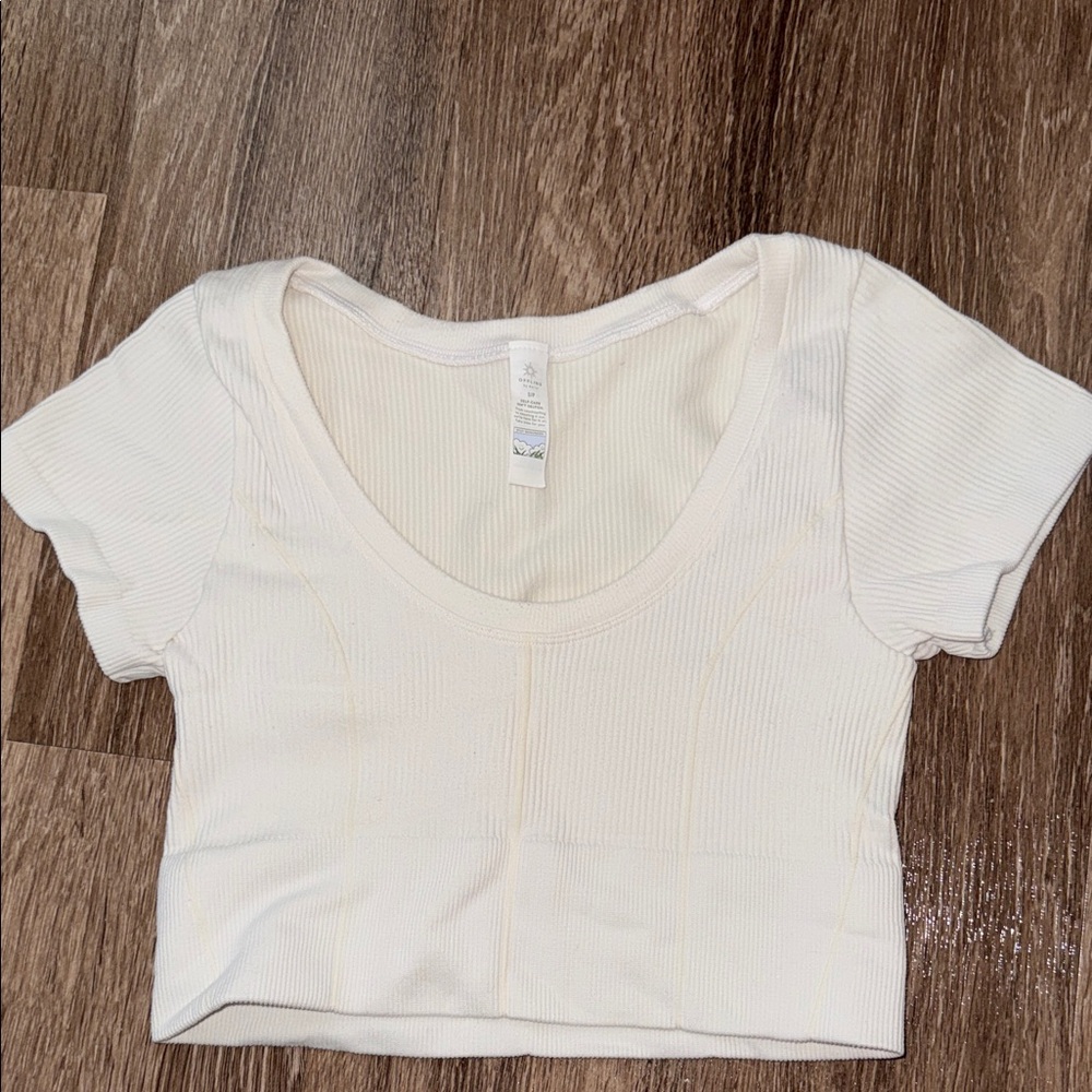 Aerie Cream Ribbed Crop Top